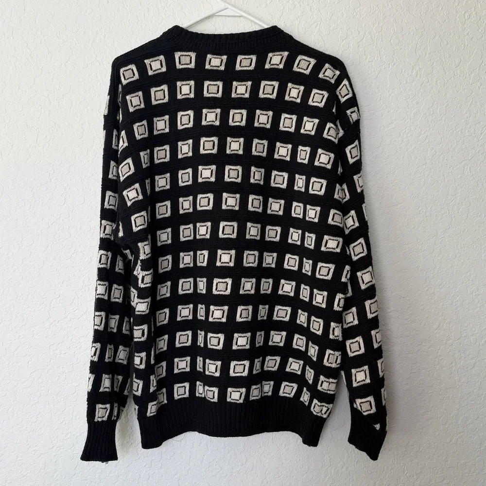 Vtg Bill Blass Sweater Mens Large Knit Crewneck Grandpa Cotton 90s Grunge Cosby